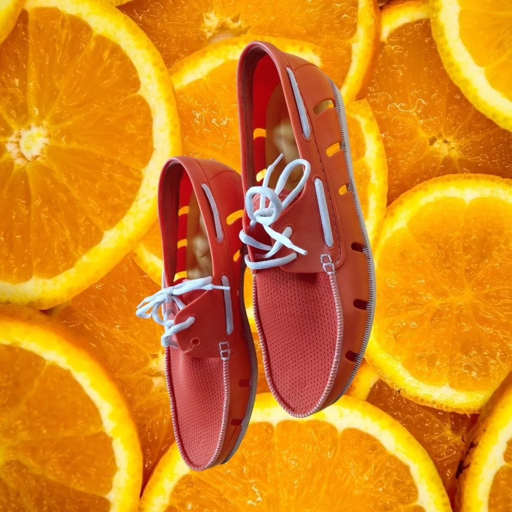 Five Floats Mens Orange Rubber Mesh Boat Shoes Water Loafers Size 10-11 71FV6707